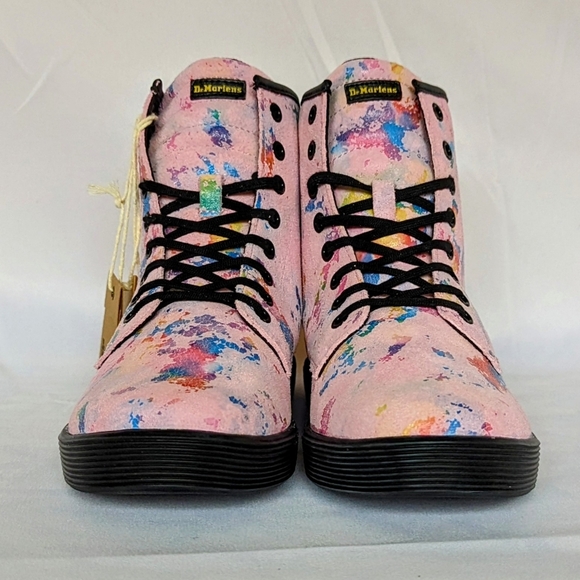 Dr. Martens Sheridan Boots Suede Lace Up Lightweight Rainbow Burst Pink 9 NIB - Picture 8 of 15